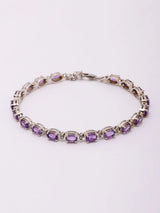 Faceted Amethyst Sterling Silver Tennis Bracelet