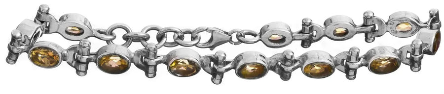 Faceted Citrine Sterling Silver Bracelet