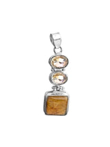 Faceted Citrine and Jasper Sterling Silver Pendant