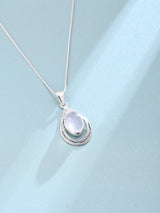 Rainbow Moonstone, Black Onyx and Rose Quartz Silver Pendant
