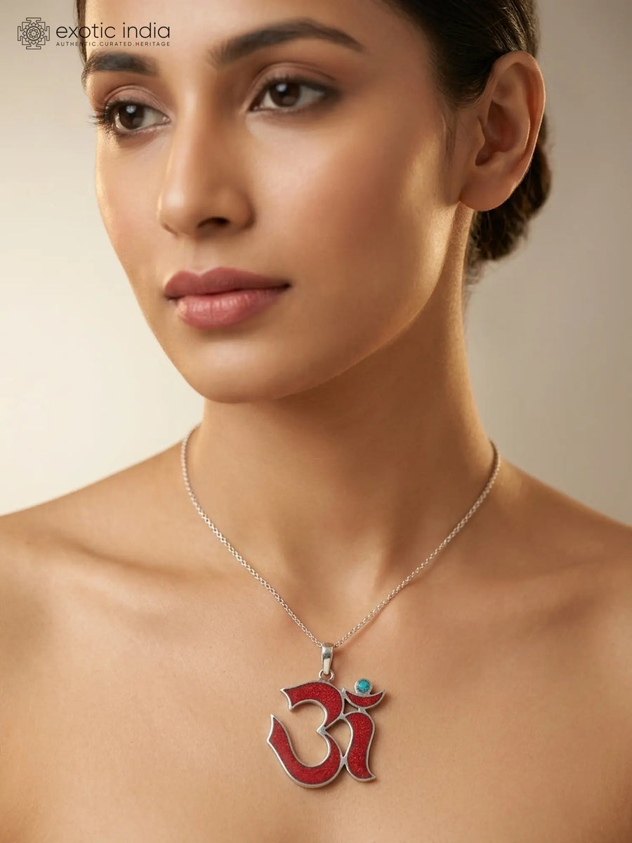 Om Inlay Sterling Silver Pendant