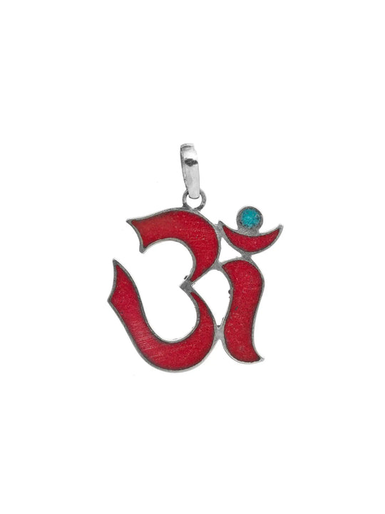 Om Inlay Sterling Silver Pendant