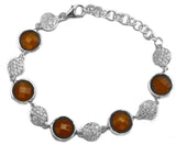 Faceted Carnelian and Cubic Zirconia Sterling Silver Bracelet