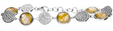 Rutilated Quartz and Citrine Sterling Silver Bracelet
