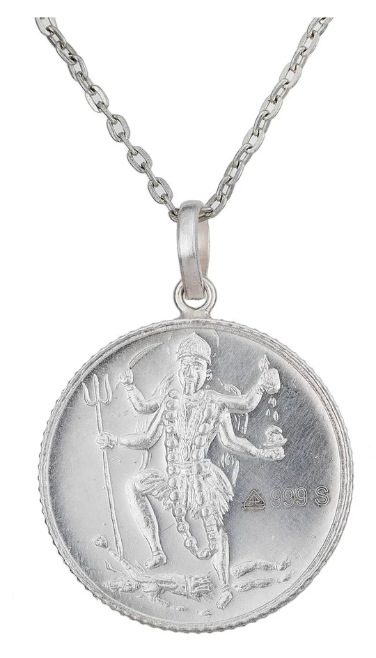 Goddess Kali Double-Sided Pendant with Sacred Yantra Reverse