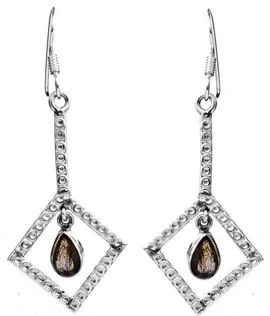 Gemstone Teardrop Sterling Silver Earrings with Pearl and Labradorite