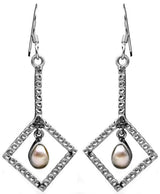 Gemstone Teardrop Sterling Silver Earrings with Pearl and Labradorite