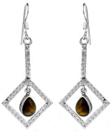 Gemstone Teardrop Sterling Silver Earrings with Pearl and Labradorite