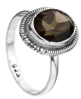 Faceted Smoky Quartz Sterling Silver Ring