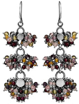 Peridot Citrine Moonstone and Garnet Sterling Silver Earrings