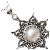 Pearl Sun Motif Sterling Silver Pendant
