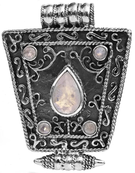 Faceted Rainbow Moonstone Sterling Silver Pendant