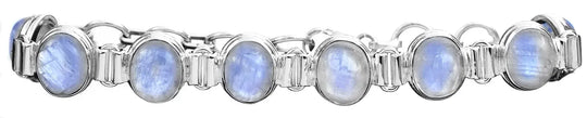 Rainbow Moonstone Sterling Silver Bracelet