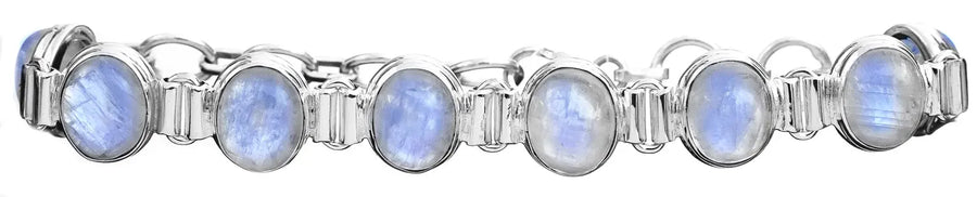 Rainbow Moonstone Sterling Silver Bracelet