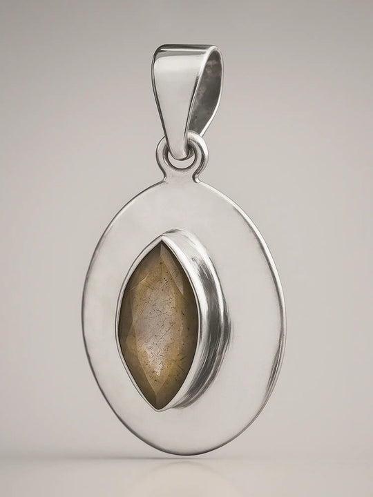 Labradorite Faceted Gem Sterling Silver Pendant