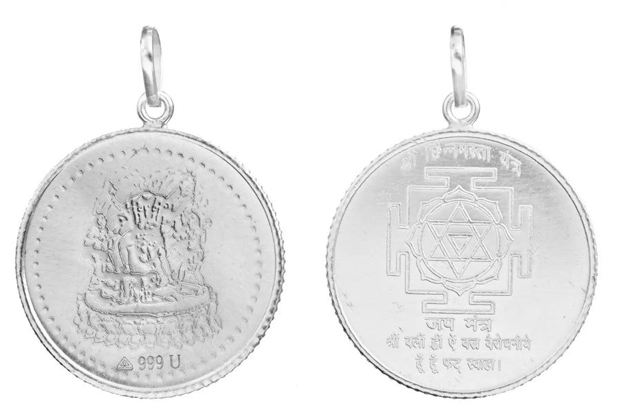 Chinnamasta Mahavidya Yantra Sterling Silver Pendant