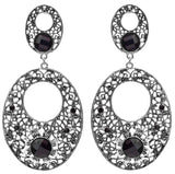 Multicolour Cut Glass and White Metal Statement Earrings