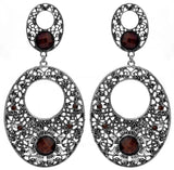 Multicolour Cut Glass and White Metal Statement Earrings
