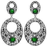 Multicolour Cut Glass and White Metal Statement Earrings