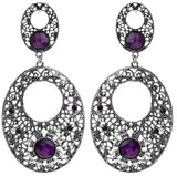 Multicolour Cut Glass and White Metal Statement Earrings