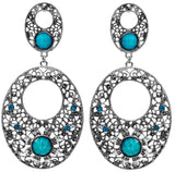 Multicolour Cut Glass and White Metal Statement Earrings
