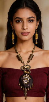 Beaded Cut Glass Multicolour Necklace and Earrings Set