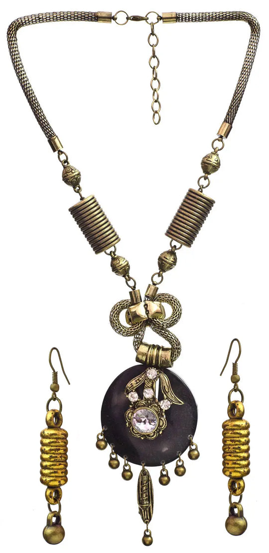 Beaded Cut Glass Multicolour Necklace and Earrings Set