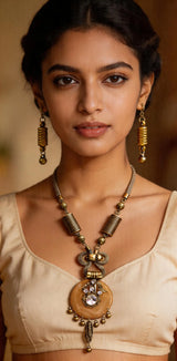 Beaded Cut Glass Multicolour Necklace and Earrings Set