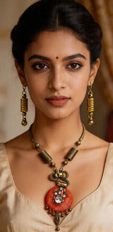 Beaded Cut Glass Multicolour Necklace and Earrings Set