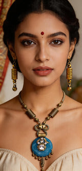 Beaded Cut Glass Multicolour Necklace and Earrings Set
