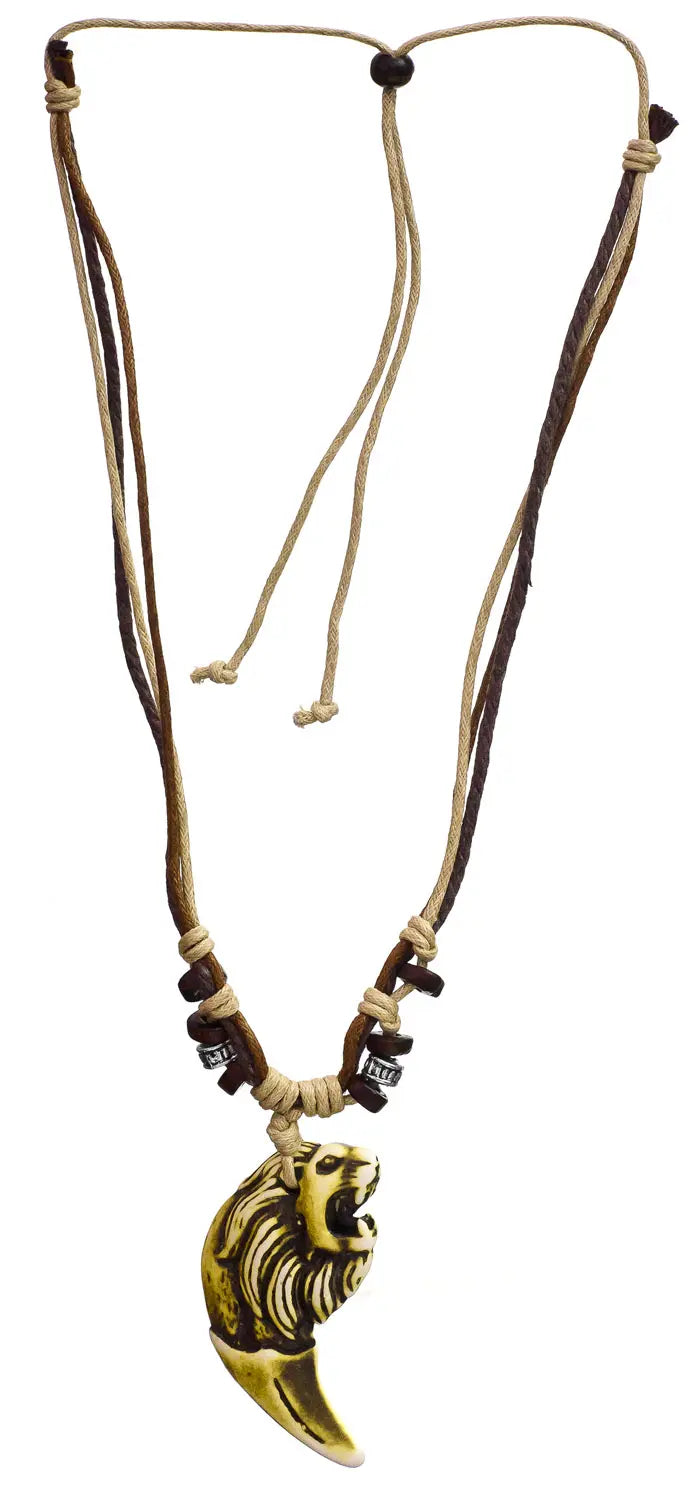 Regal Lion Motif Gold Tone Cord Necklace