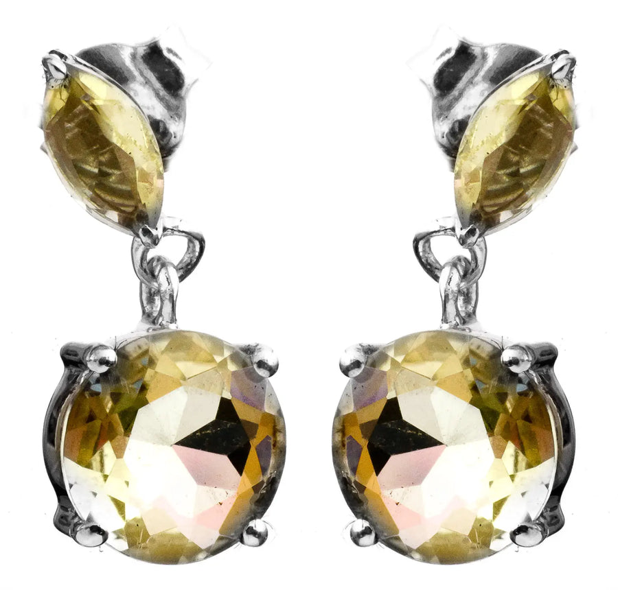Citrine, Green Amethyst and Prehnite Sterling Silver Necklace