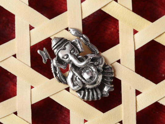 Oxidised Sterling Silver Ganesha Pendant
