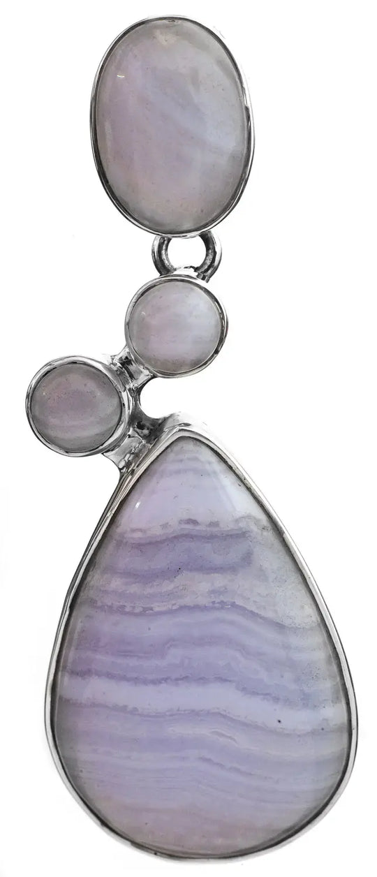 Blue Lace Agate Sterling Silver Pendant