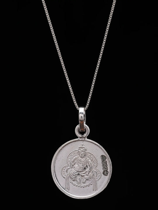 Kubera and His Yantra Double Sided Pure Silver Pendant