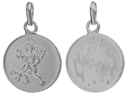 Bhairava and Yantra Reverse Sterling Silver Pendant