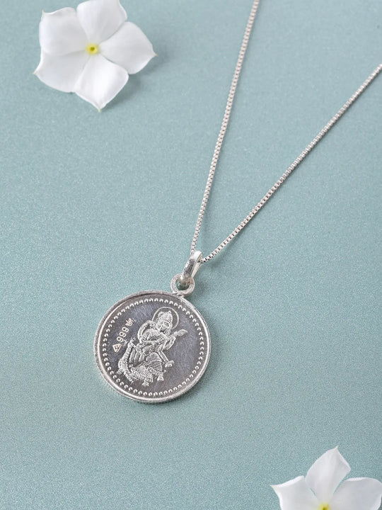 Goddess Saraswati Yantra Sterling Silver Pendant