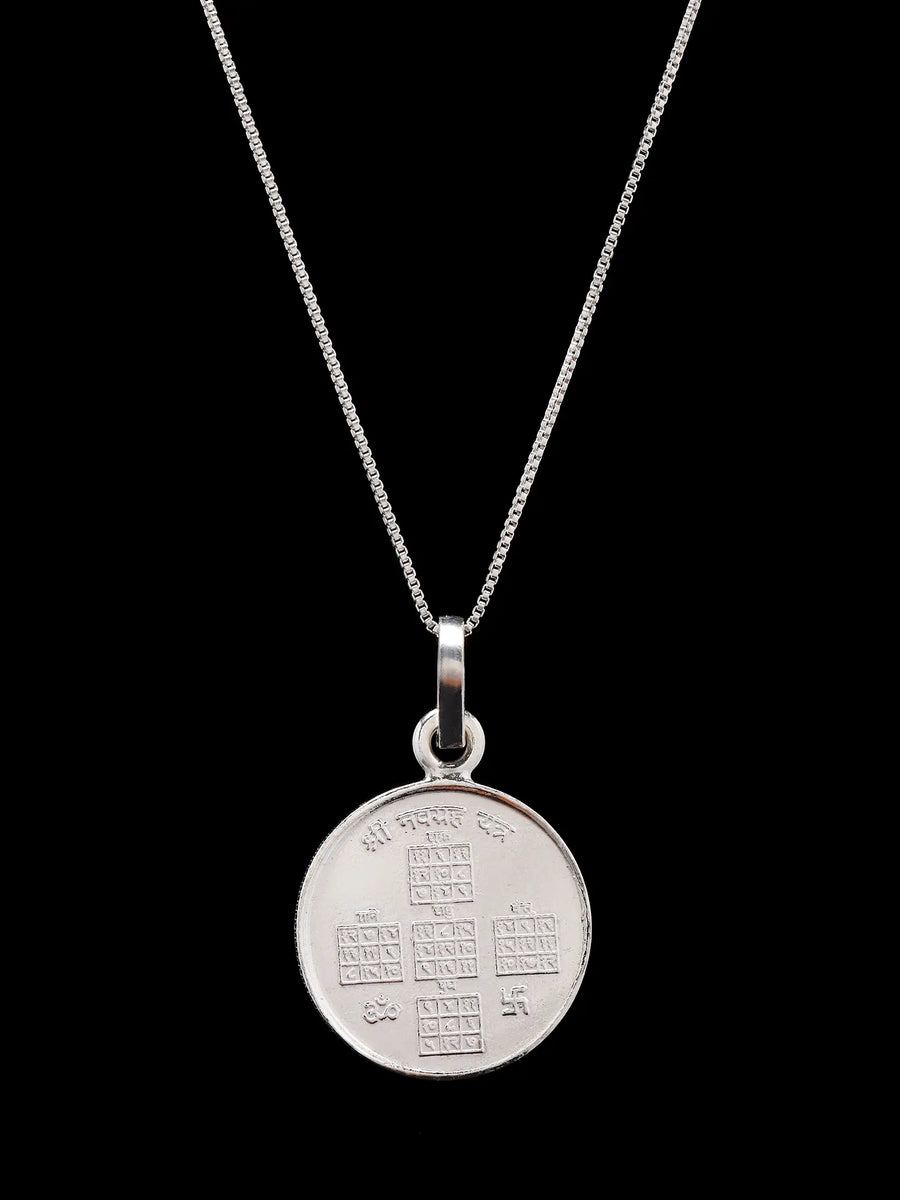 Navagraha Yantra Double Sided 999 Silver Pendant
