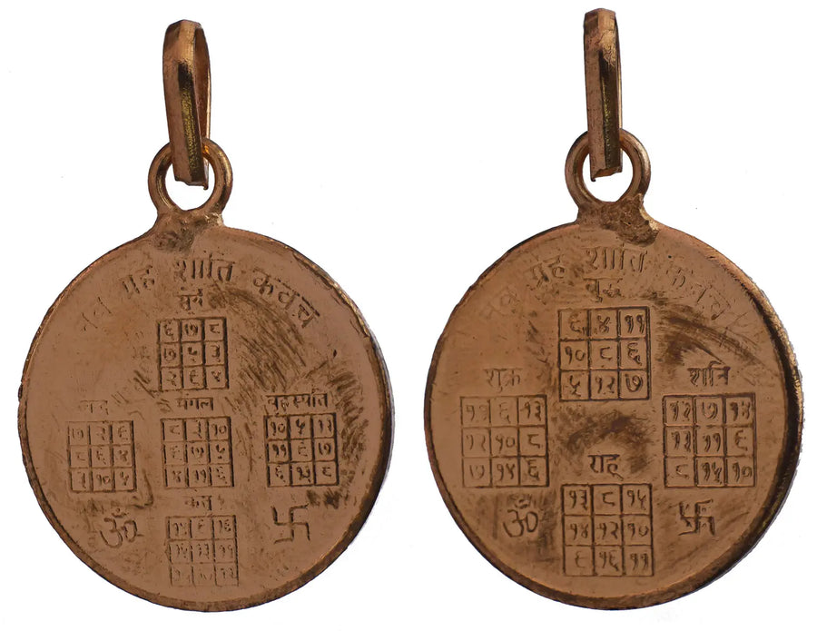 Navagraha Shanti Kavacha Double Sided Copper Pendant