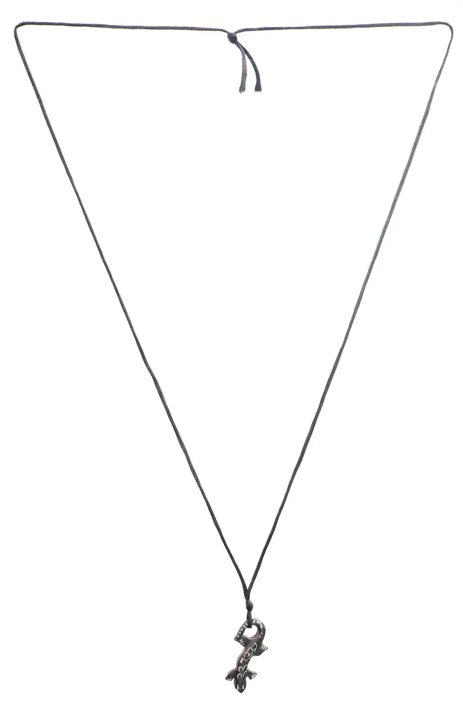 Mahabalipuram Carved Stone Lizard Cord Necklace