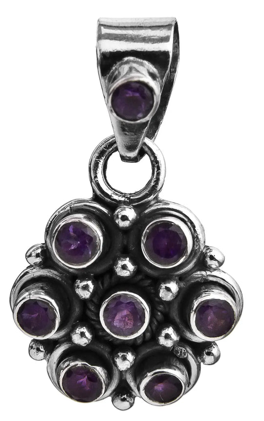 Faceted Amethyst Sterling Silver Pendant