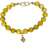 Yellow Chalcedony Gold Plated Sterling Silver Bracelet