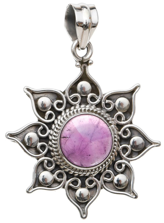 Amethyst Sun Motif Sterling Silver Pendant