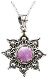 Amethyst Sun Motif Sterling Silver Pendant