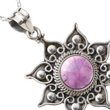 Amethyst Sun Motif Sterling Silver Pendant