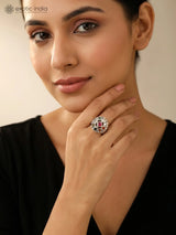 Navaratna Sterling Silver Ring