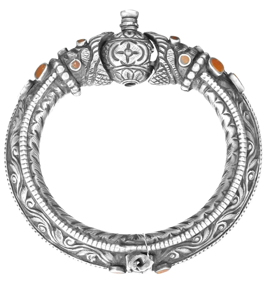 Naga and Amrita Kalash Temple Sterling Silver Bangles