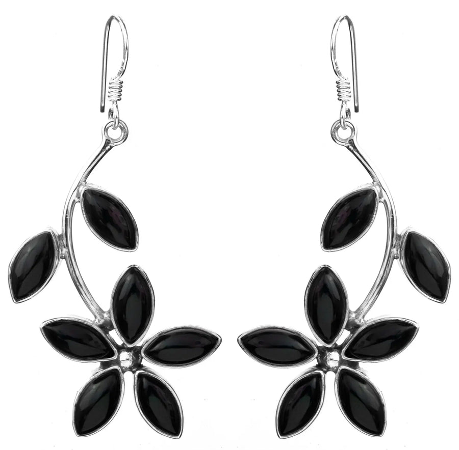 Carnelian and Sterling Silver Leaf Drop Earrings