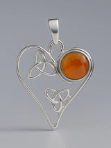Carnelian and Gemstone Heart Sterling Silver Pendant