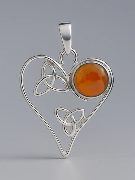 Carnelian and Gemstone Heart Sterling Silver Pendant